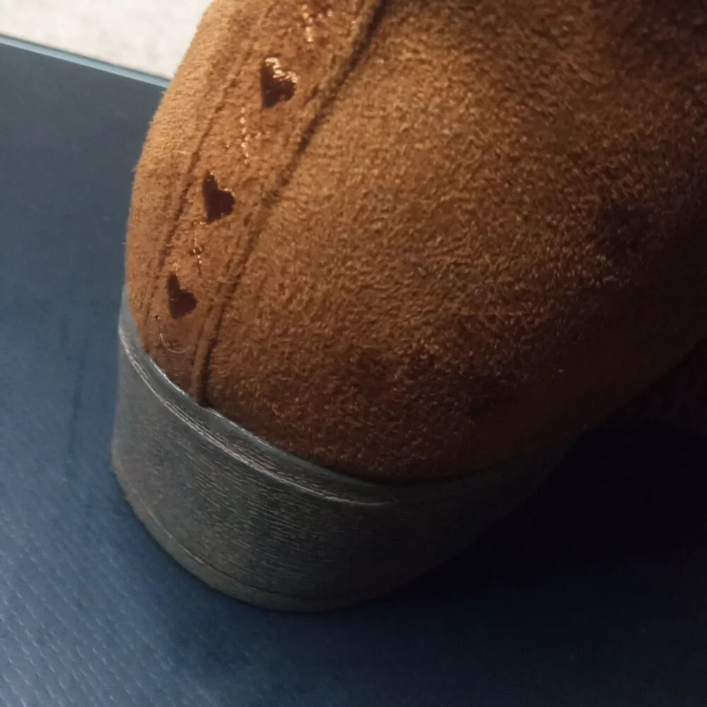 DR SCHOLLS Hayzel Boots Booties Cognac Brown Big Girls Kids Teens 5 M Faux Suede
